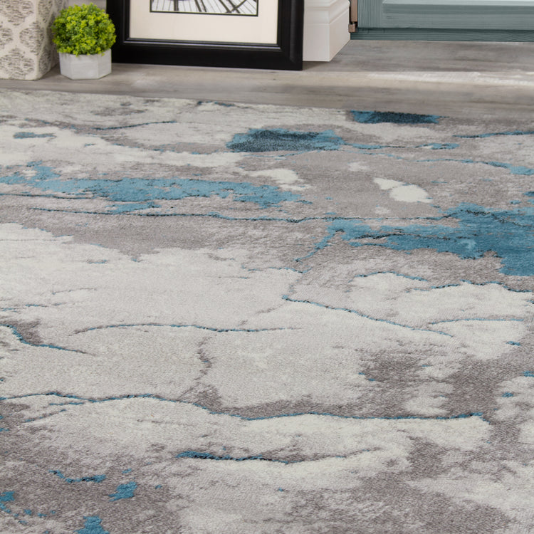 Meridian A005_0757 Blue Rock Face Texture Area Rug by Novelle Home