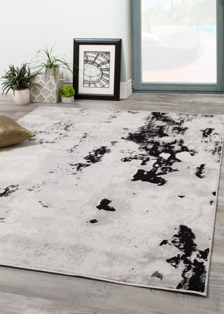 Meridian A006_0727 Grey Pebbles Distressed Area Rug by Novelle Home
