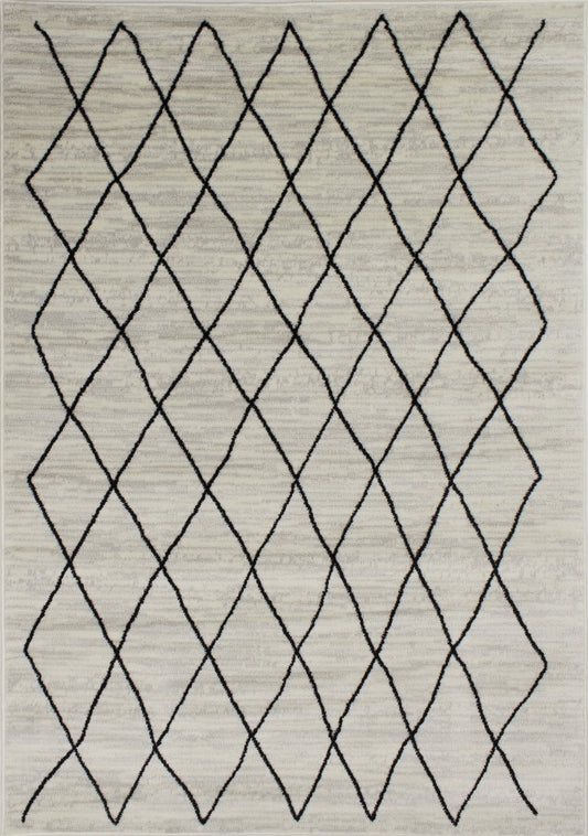 Meridian A191_0282 Pen-Drawn Trellis Lines Area Rug by Novelle Home
