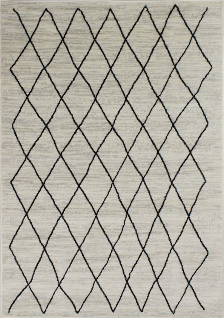 Meridian A191_0282 Pen-Drawn Trellis Lines Area Rug by Novelle Home