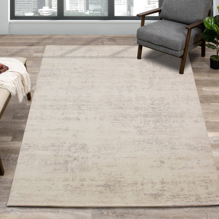 Nordic Cream Grey Subtle Abstract Rug by Kalora Interiors