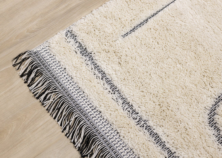 Novato Cream Grey Modern Dual Texture Swirling Line Rug by Kalora Interiors