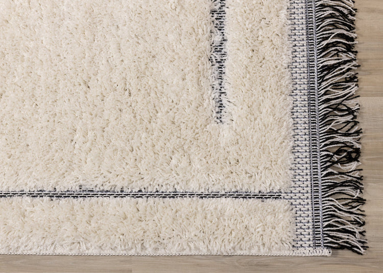 Novato Cream Grey Modern Dual Texture Swirling Line Rug by Kalora Interiors