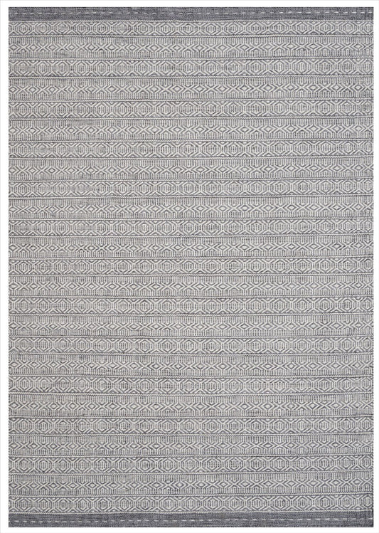 Prague PRA-GRY Hand Made Reversible Wool Grey White Area Rug By Viana Inc