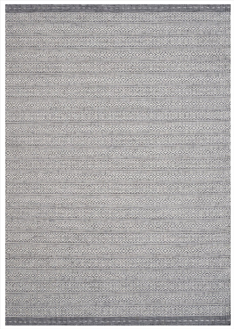 Prague PRA-GRY Hand Made Reversible Wool Grey White Area Rug By Viana Inc