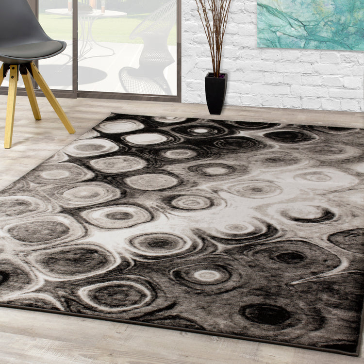 Novelle Home Paladin 3093_25 - Alfombra gris y negra con diseño de concha brillante