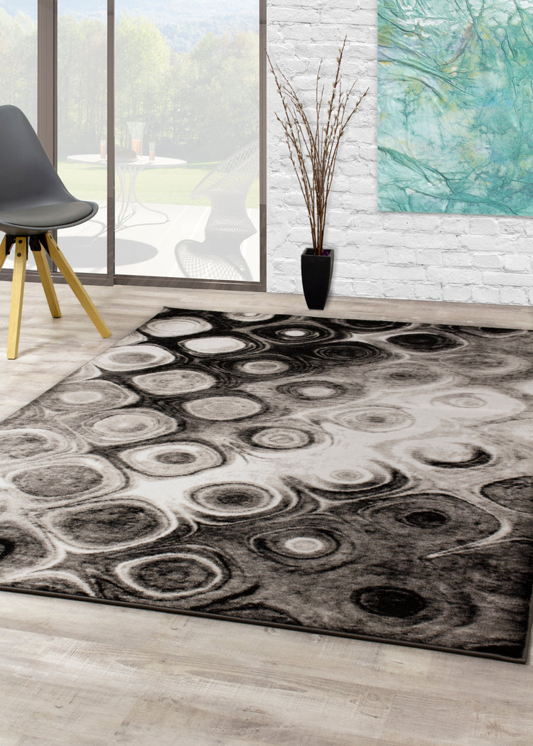 Paladin 3093_25 Grey Black Shell Shimmer Area Rug by Novelle Home