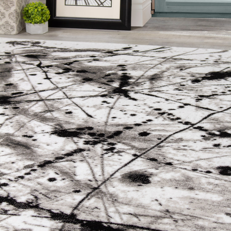 Paladin 3368_28 Black Grey Paint Drips and Lines Area Rug by Novelle Home