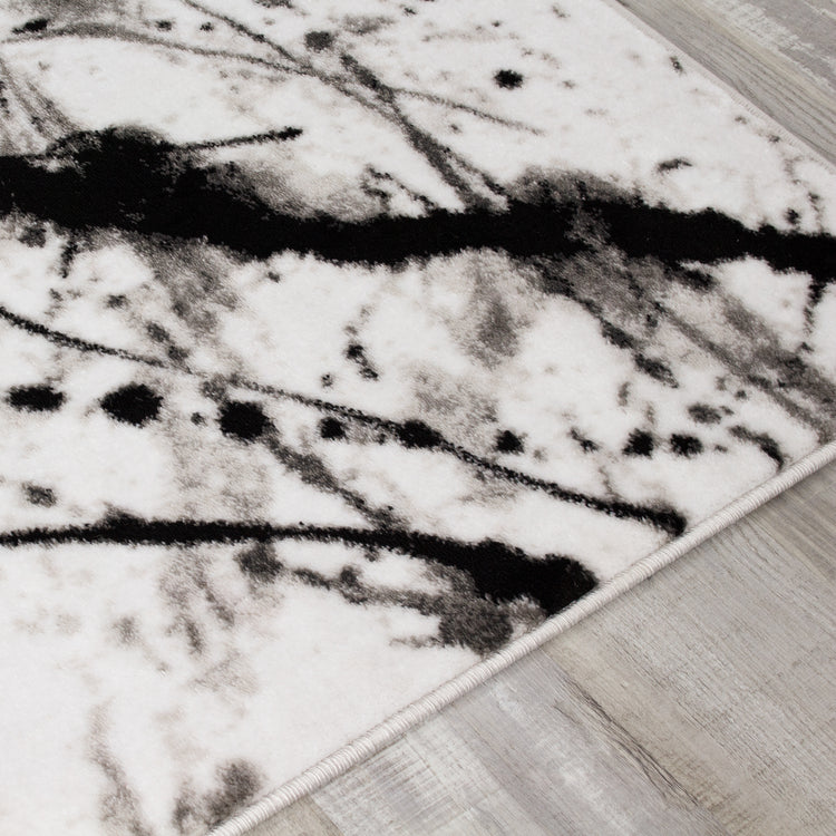Paladin 3368_28 Black Grey Paint Drips and Lines Area Rug by Novelle Home
