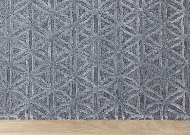 Royal Blue Hand Tufted Triangles Rug by Kalora Interiors