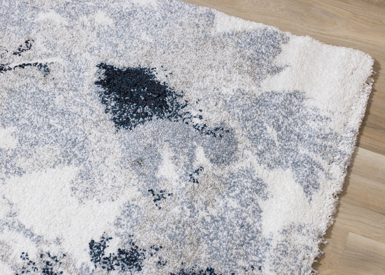 Sable Grey Cream Blue Floral Pattern Rug by Kalora Interiors