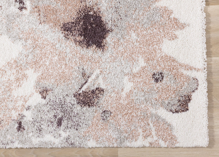 Sable Cream Grey Pink Flowers Rug by Kalora Interiors