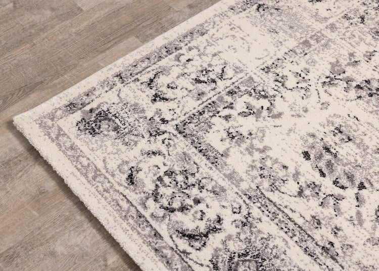 Safi Cream Grey Traditional Border Rug by Kalora Interiors