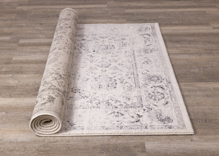 Safi Cream Grey Traditional Border Rug by Kalora Interiors