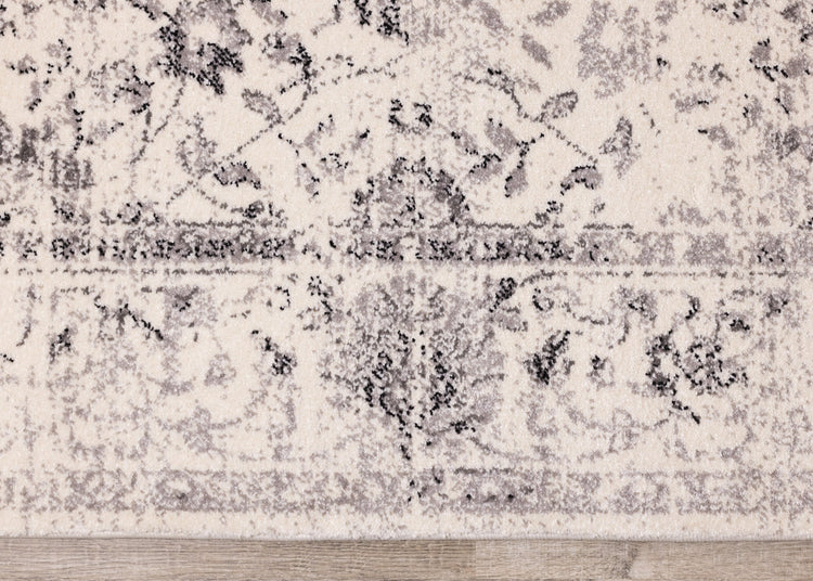 Safi Cream Grey Traditional Border Rug by Kalora Interiors