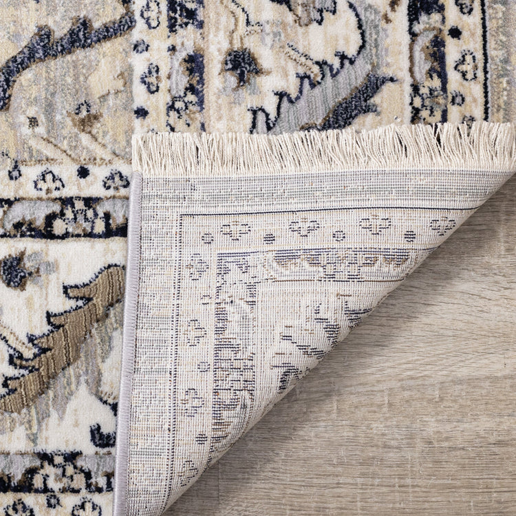 Samira Traditional Cream Blue Border Rug by Kalora Interiors