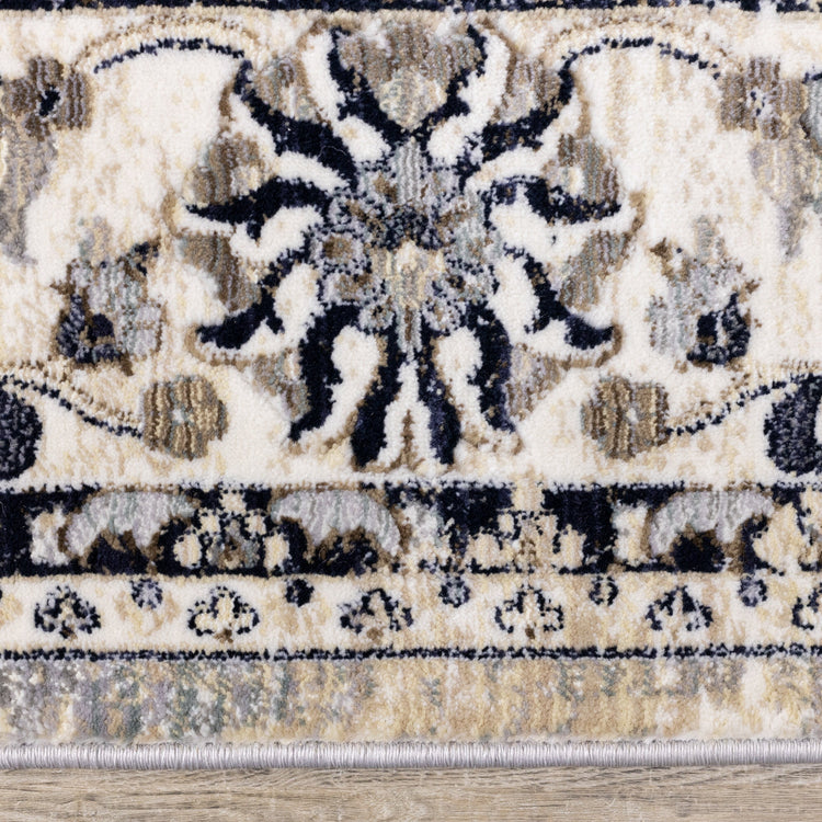 Samira Traditional Cream Blue Border Rug by Kalora Interiors