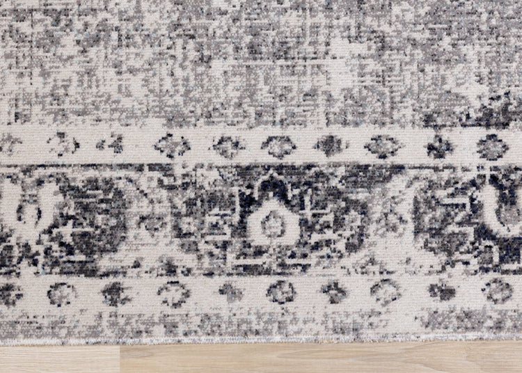 Sara Grey Black Elaborate Edging Rug by Kalora Interiors