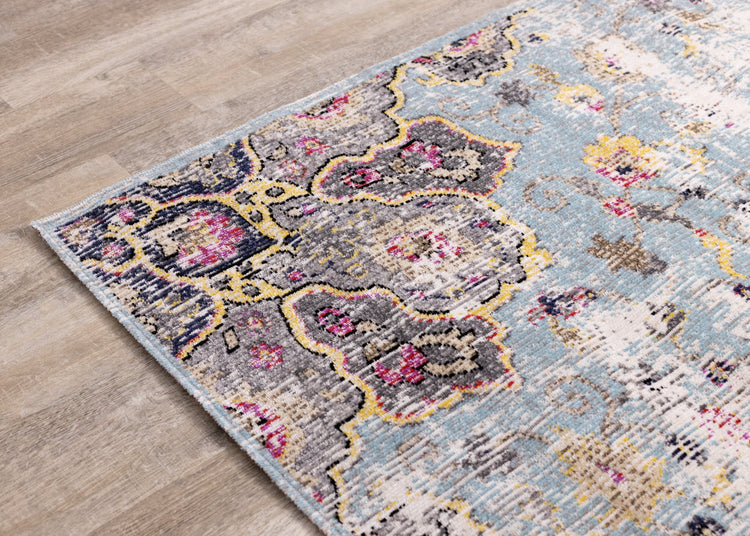 Sara Blue Yellow Jewel Centre Rug by Kalora Interiors