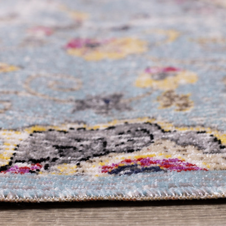 Sara Blue Yellow Jewel Centre Rug by Kalora Interiors