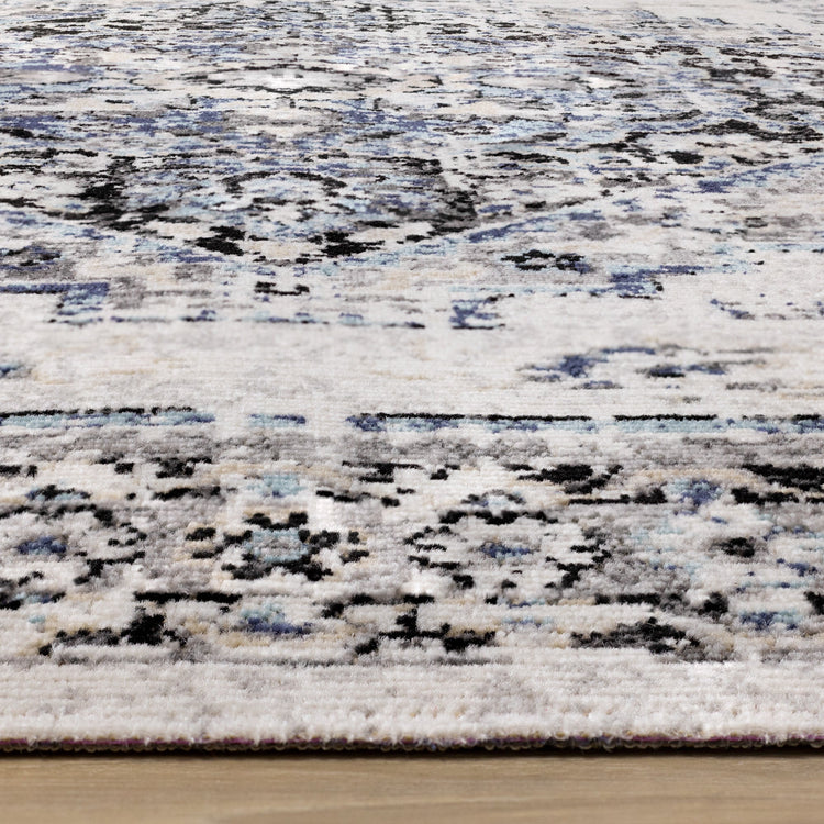 Sara Grey Blue Faded Border Rug by Kalora Interiors