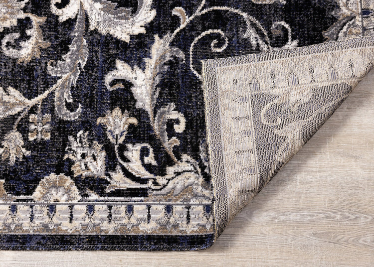 Sara Black Grey Elegant Traditional Rug by Kalora Interiors