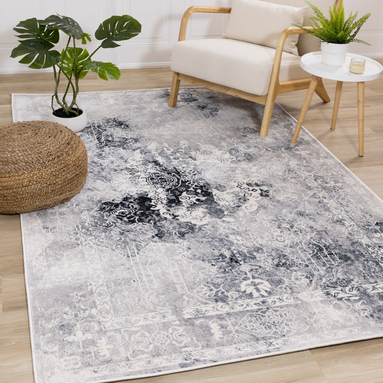 Sidra Blue Grey Chic Transitional Soft Touch Rug by Kalora Interiors