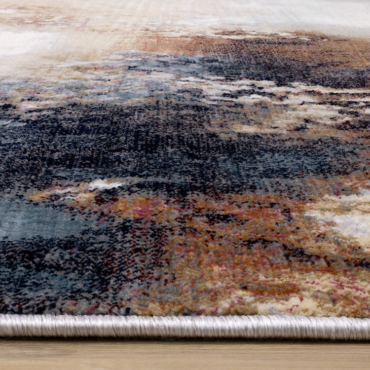 Sidra Cream Orange Foggy Wisps Soft Touch Rug by Kalora Interiors