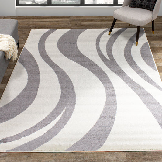 Siecle 16103_19 Cream Grey Swaying Area Rug by Novelle Home