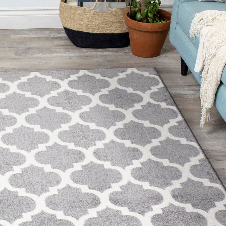 Siecle 16106_19 Grey Cream Ogee Pattern Area Rug by Novelle Home