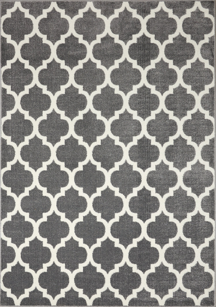 Siecle 16106_19 Grey Cream Ogee Pattern Area Rug by Novelle Home