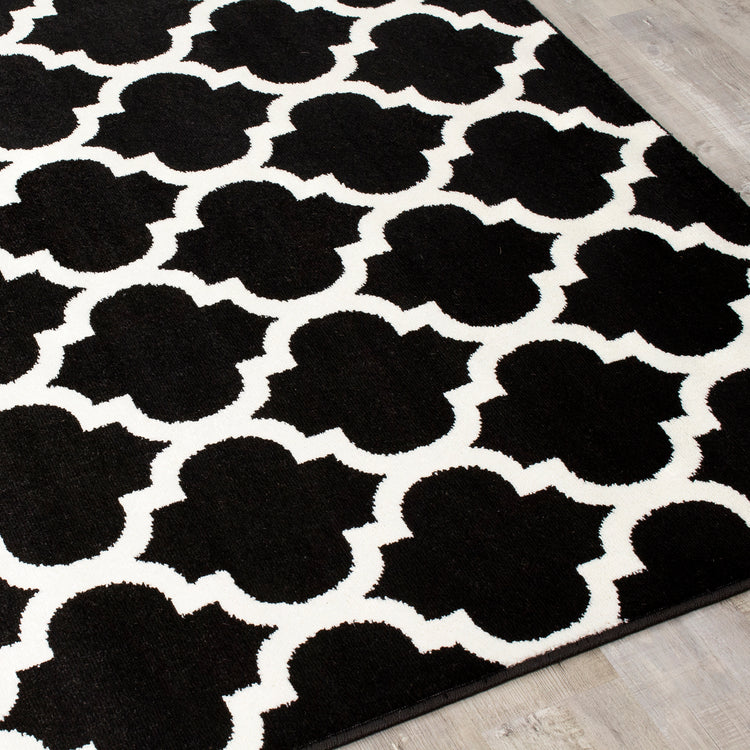 Siecle 16106_80 Black Cream Ogee Pattern Area Rug by Novelle Home