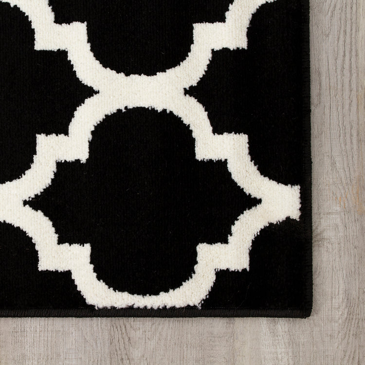Siecle 16106_80 Black Cream Ogee Pattern Area Rug by Novelle Home