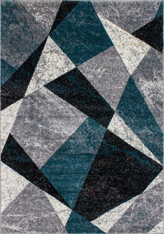 Siecle 16426_139 Alfombra gris verde azulado Triángulos de Novelle Home