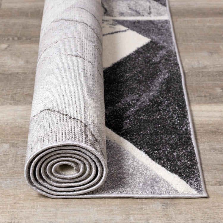 Soho Grey White Geometric Marble Rug by Kalora Interiors