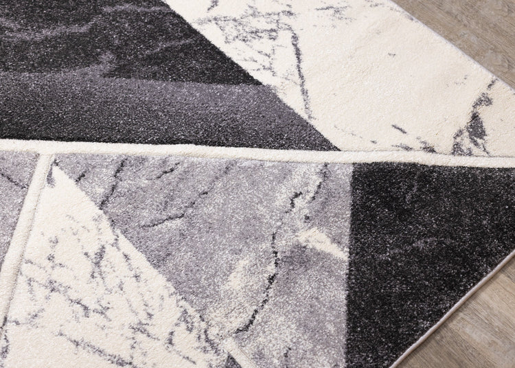 Soho Grey White Geometric Marble Rug by Kalora Interiors