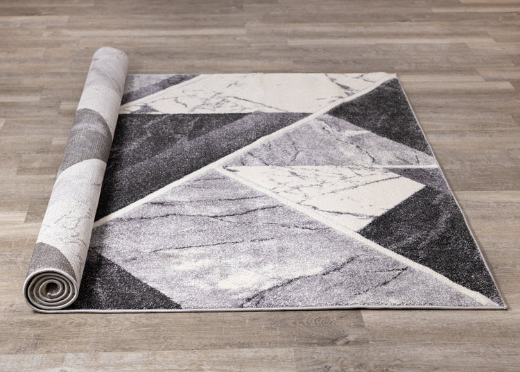 Soho Grey White Geometric Marble Rug by Kalora Interiors