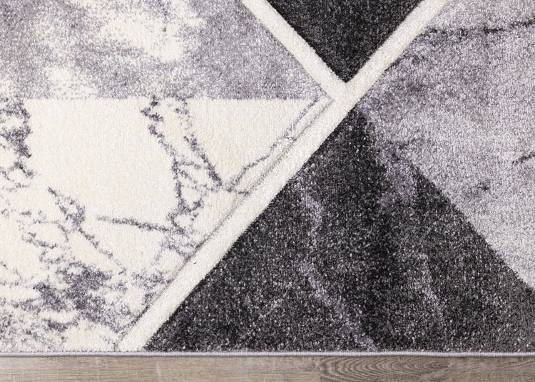Alfombra de mármol geométrico blanco gris Soho de Kalora Interiors