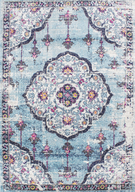 Sovereign B238_0848 Blue Purple Flower Bud Oriental Style Area Rug by Novelle Home