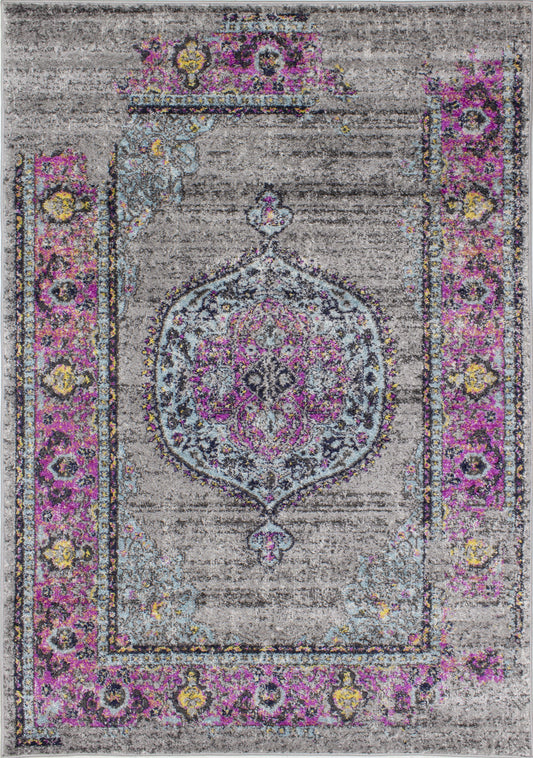 Sovereign B239_0929 Pink Border Blue Orb Oriental Style Area Rug by Novelle Home