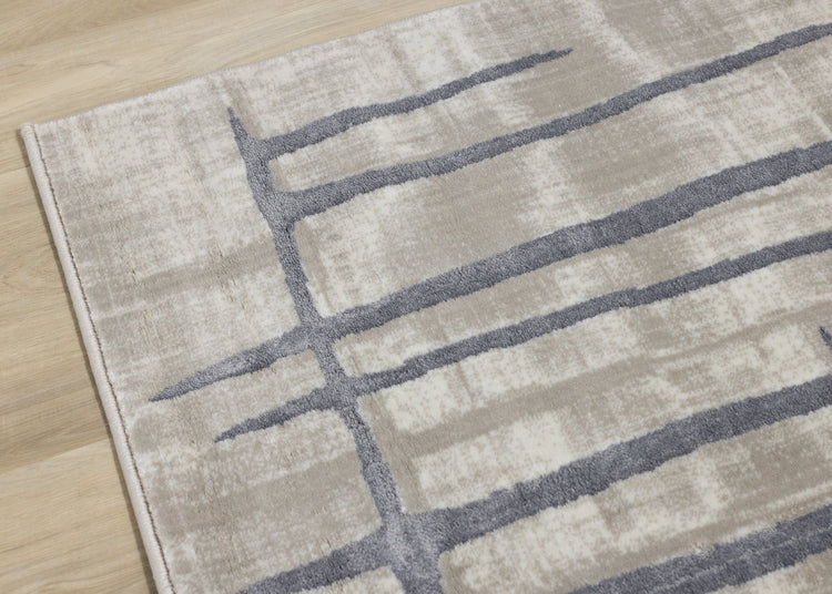 Sylvan Beige Cream Grey Wavy Crossed Lines Rug by Kalora Interior