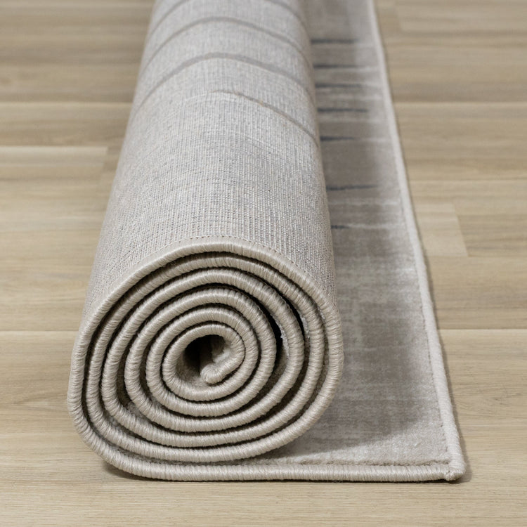 Sylvan Beige Cream Grey Wavy Crossed Lines Rug by Kalora Interior