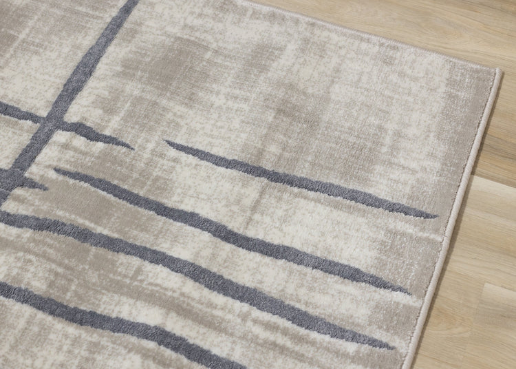 Sylvan Beige Cream Grey Wavy Crossed Lines Rug by Kalora Interior