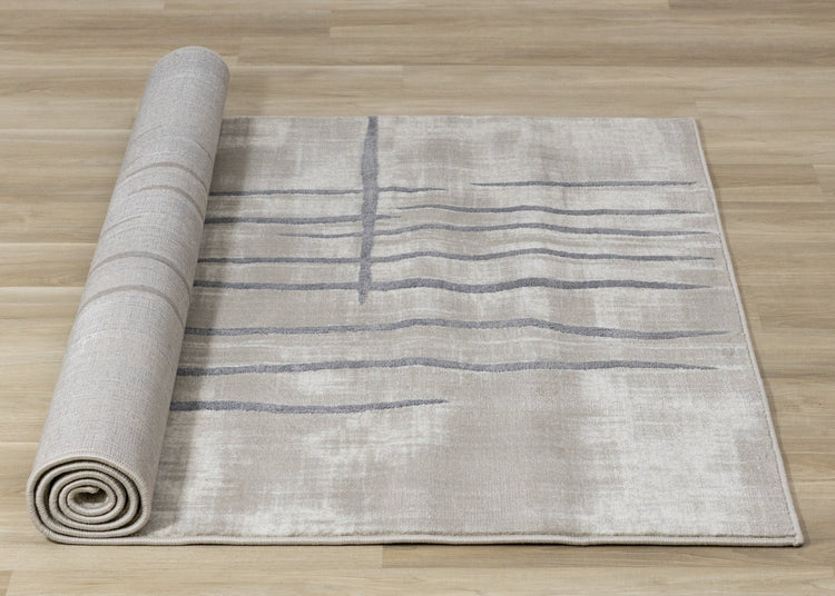 Sylvan Beige Cream Grey Wavy Crossed Lines Rug by Kalora Interior