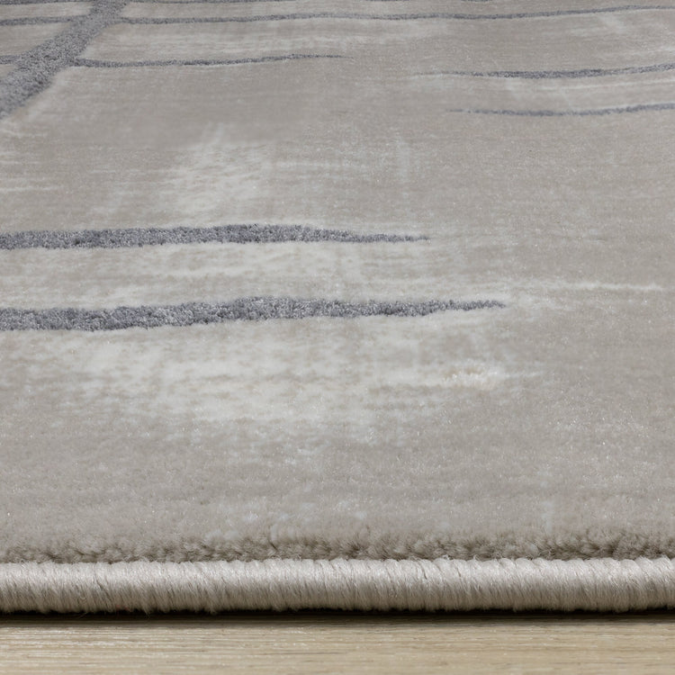 Sylvan Beige Cream Grey Wavy Crossed Lines Rug by Kalora Interior