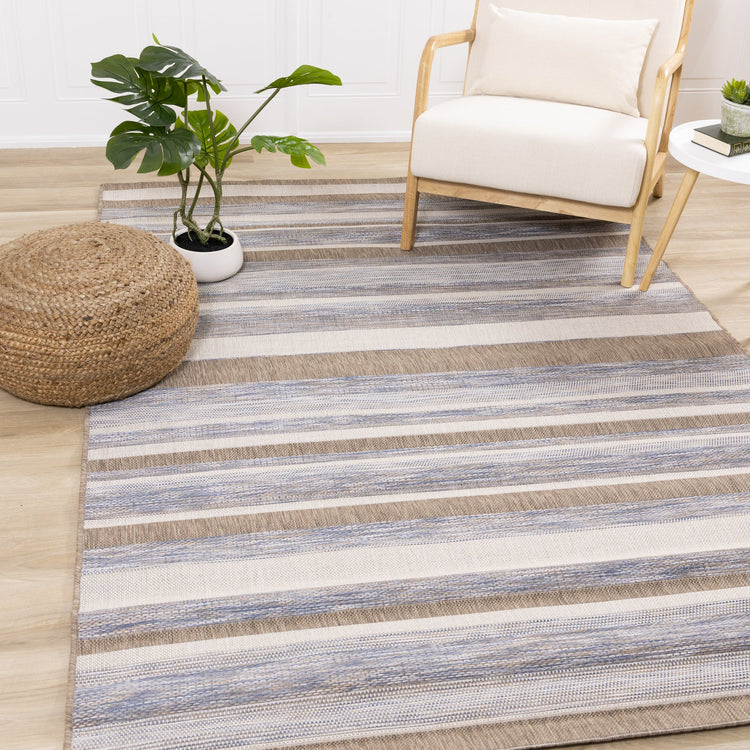 Trellis Grey Brown Banded Indoor/Outdoor Rug by Kalora Interiors