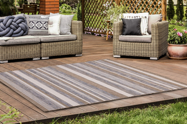 Trellis Grey Brown Banded Indoor/Outdoor Rug by Kalora Interiors