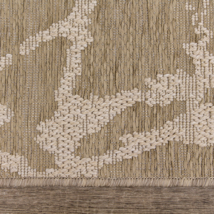 Ventura 7771_H819 Beige Cream Demarcation Indoor Outdoor Area Rug by Novelle Home