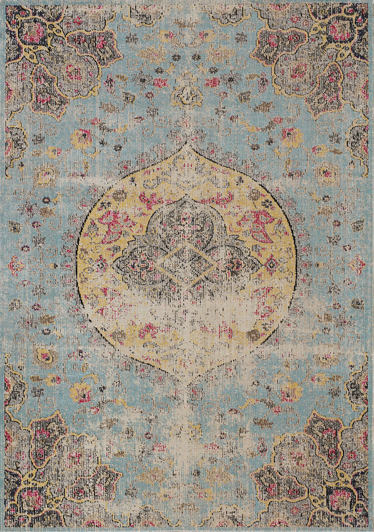 Sara Blue Yellow Jewel Centre Rug by Kalora Interiors