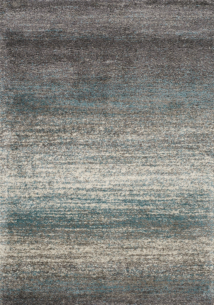 Alfombra de tacto suave con rayas desgastadas en gris y azul Maroq de Kalora Interiors